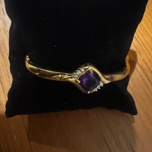 Elegant Gold Bracelet with Amethyst & Diamonds